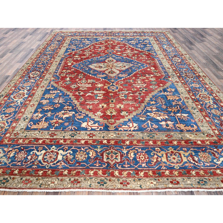 8'11" x 11'8" New Hand Knotted Red Wool Rectangle Oriental Rug - MOA102905