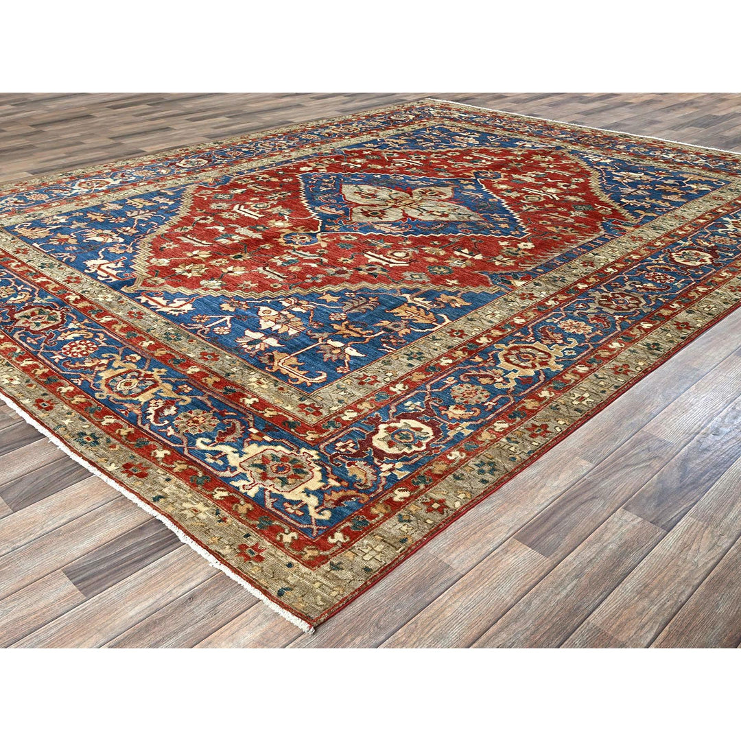 8'11" x 11'8" New Hand Knotted Red Wool Rectangle Oriental Rug - MOA102905