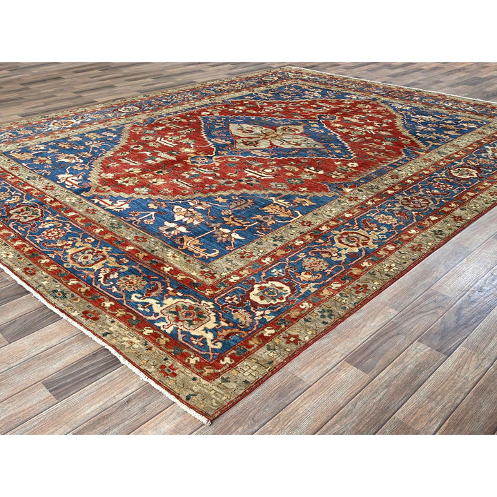 8'11" x 11'8" New Hand Knotted Red Wool Rectangle Oriental Rug - MOA102905