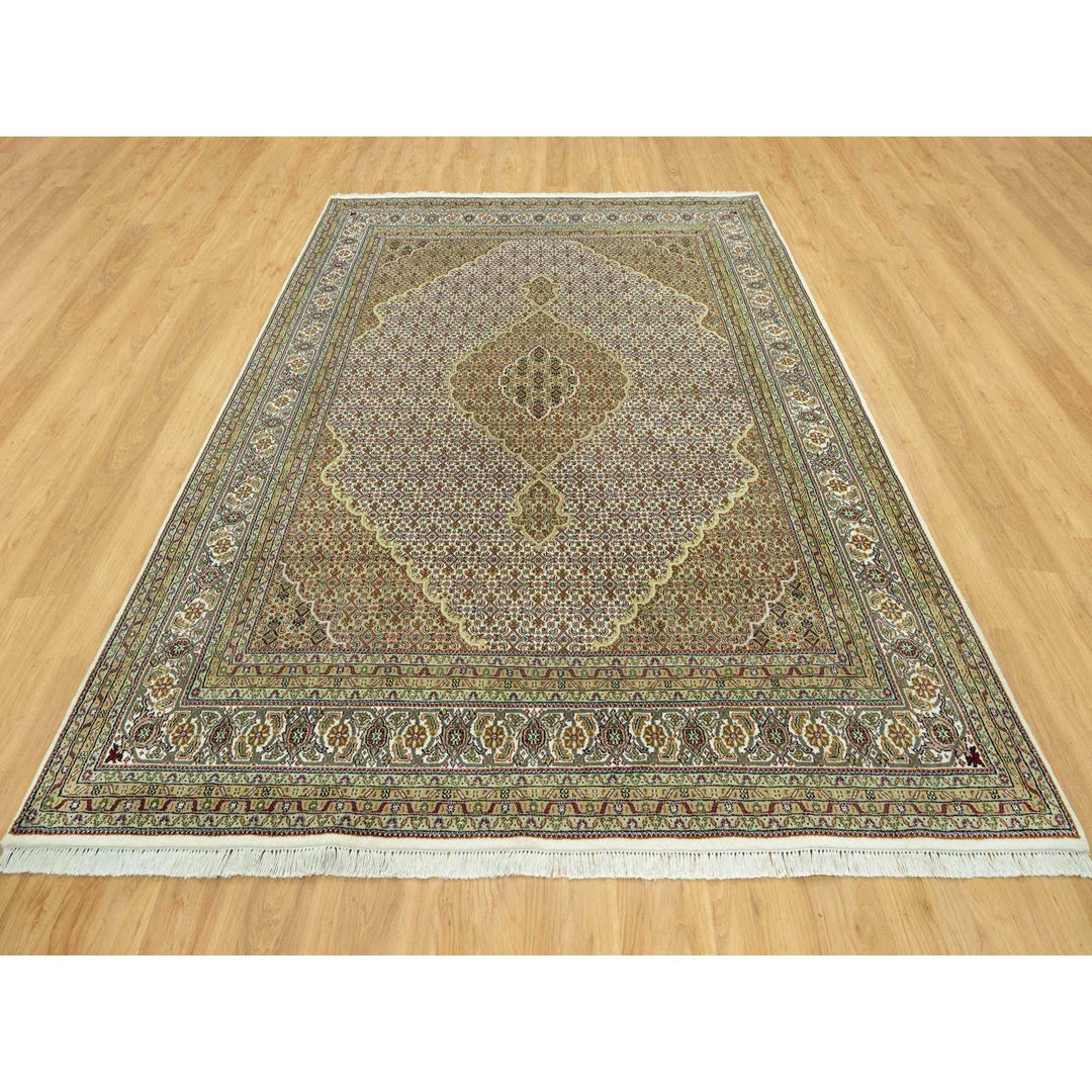 7'10" x 9'11" New Hand Knotted Ivory Cotton Rectangle Oriental Rug - MOA10290604