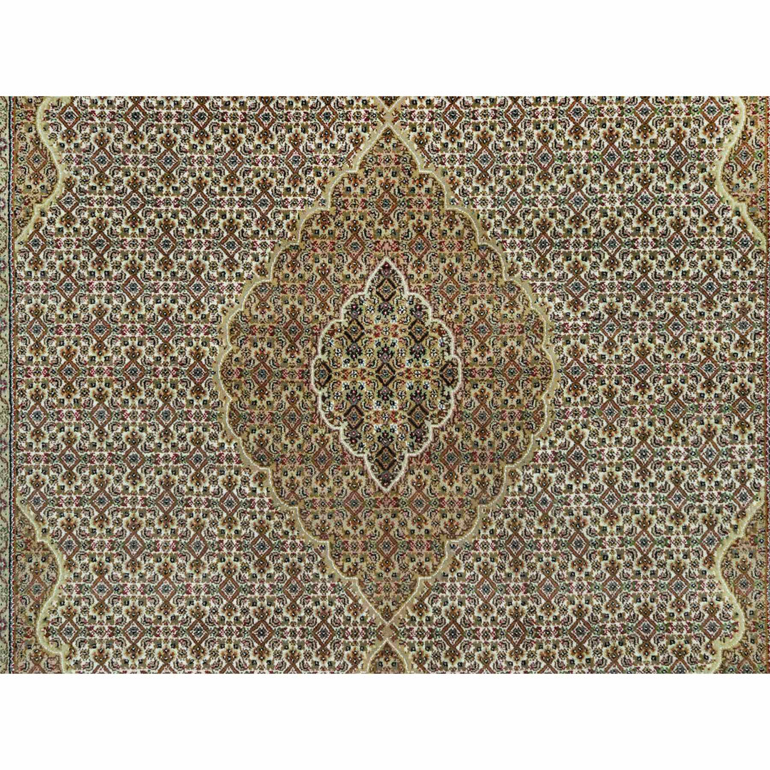 7'10" x 9'11" New Hand Knotted Ivory Cotton Rectangle Oriental Rug - MOA10290604