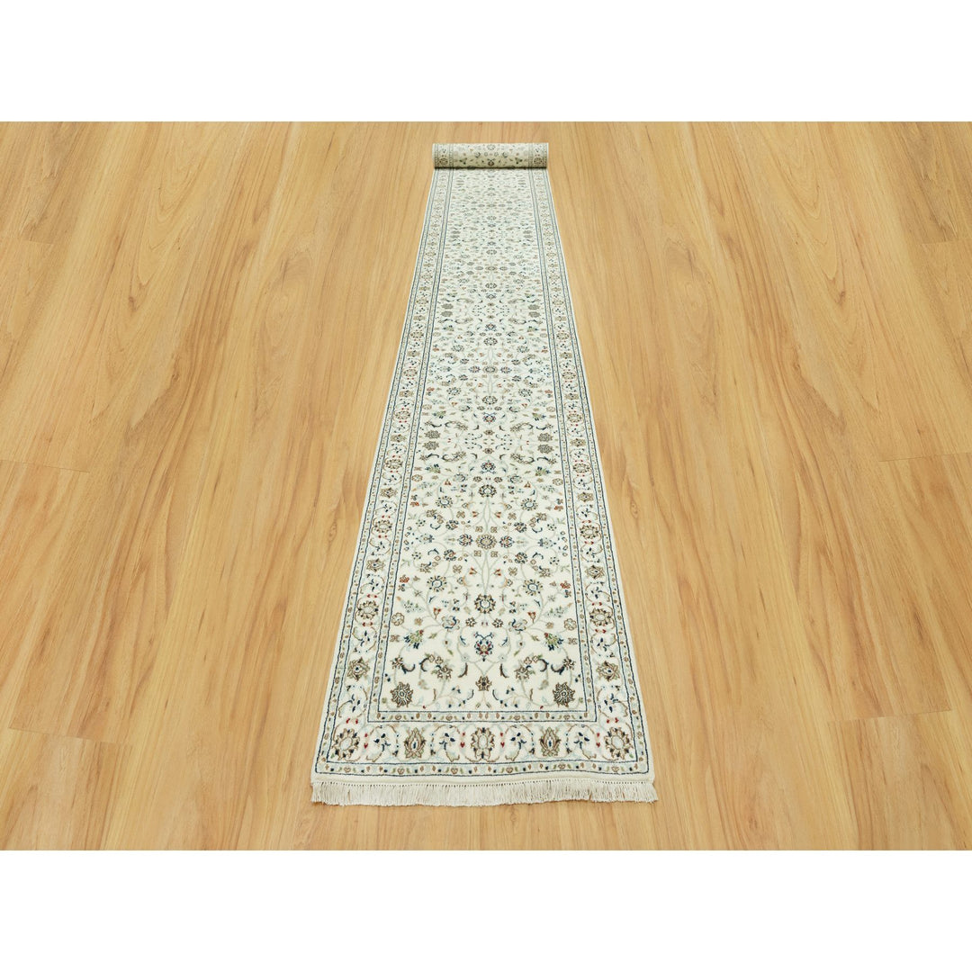 2'10" x 19'10" New Hand Knotted Ivory Wool Runner Oriental Rug - MOA10290614