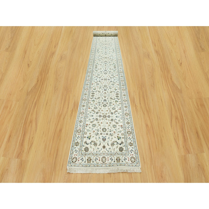 2'10" x 19'10" New Hand Knotted Ivory Wool Runner Oriental Rug - MOA10290614