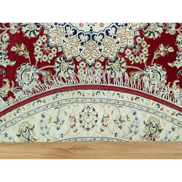 6'8" x 6'8" New Hand Knotted Red Wool Round Oriental Rug - MOA10290618