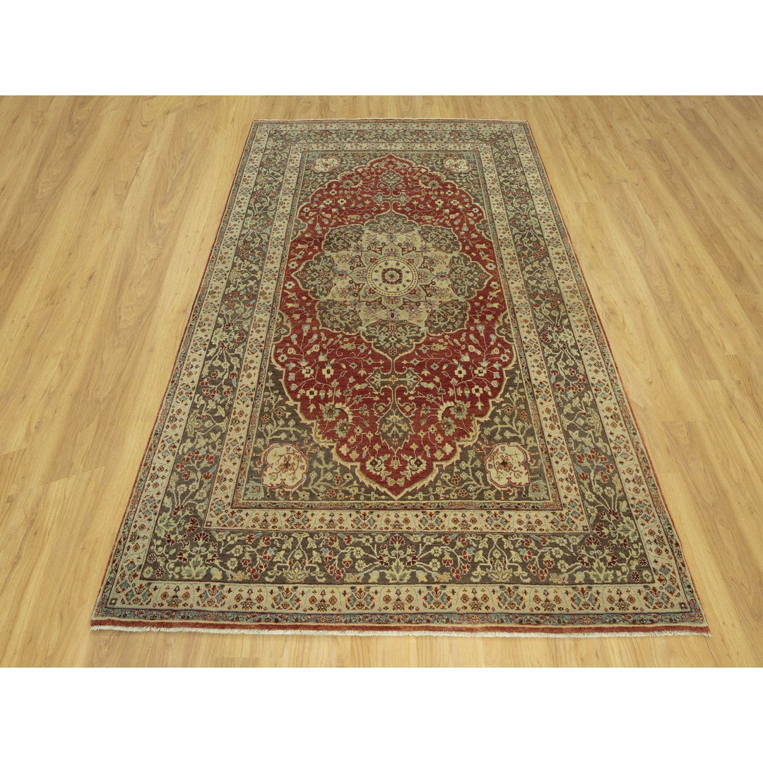 6'2" x 9'1" New Hand Knotted Red Wool Rectangle Oriental Rug - MOA10290630