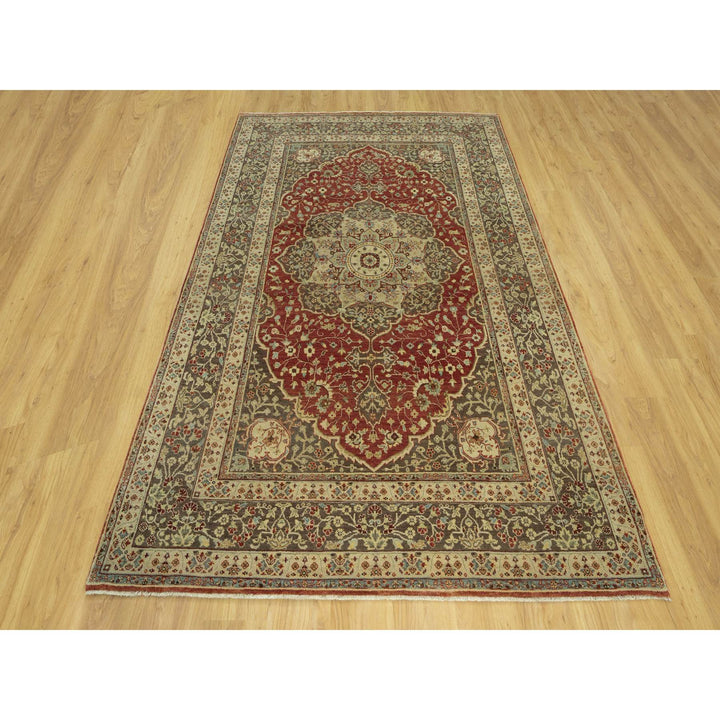 6'2" x 9'1" New Hand Knotted Red Wool Rectangle Oriental Rug - MOA10290630