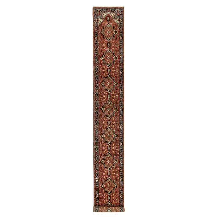 2'6" x 20'1" New Hand Knotted Red Wool Runner Oriental Rug - MOA10290646