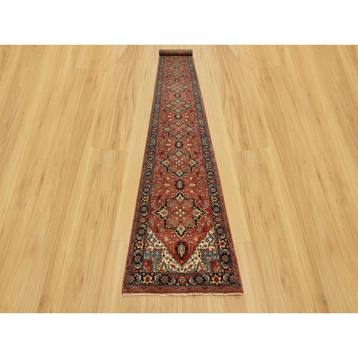 2'6" x 20'1" New Hand Knotted Red Wool Runner Oriental Rug - MOA10290646