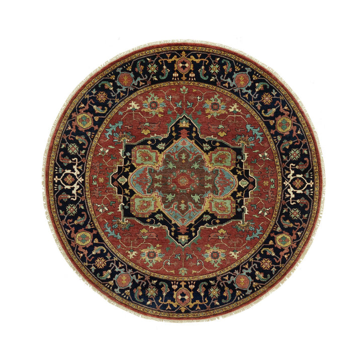 6'0" x 6'0" New Hand Knotted Red Wool Round Oriental Rug - MOA10290656