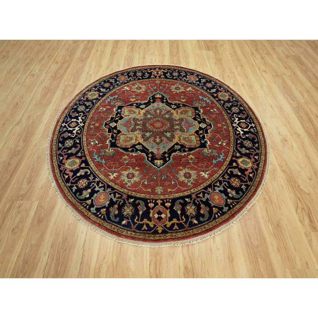 6'0" x 6'0" New Hand Knotted Red Wool Round Oriental Rug - MOA10290656