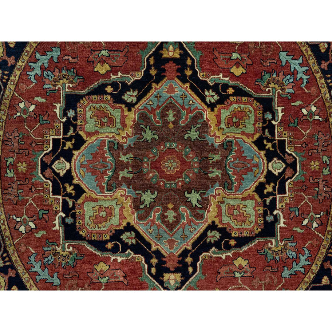 6'0" x 6'0" New Hand Knotted Red Wool Round Oriental Rug - MOA10290656