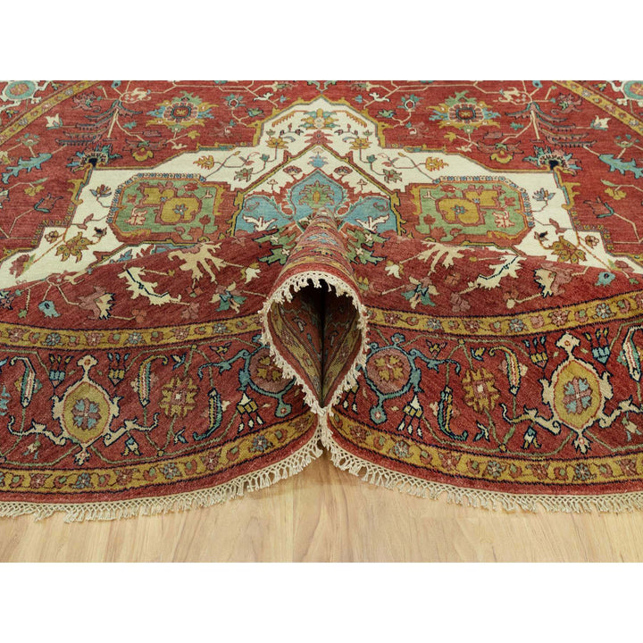 8'1" x 8'1" New Hand Knotted Red Wool Round Oriental Rug - MOA10290657