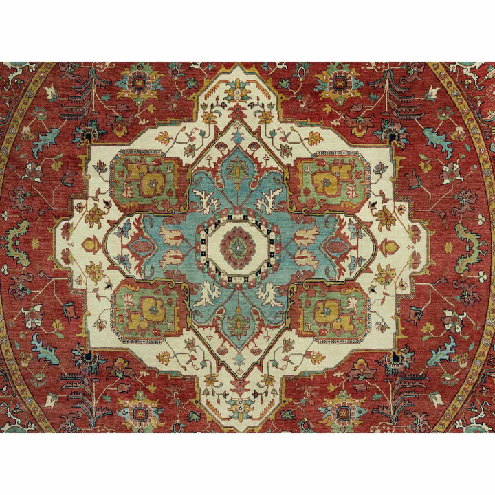 8'1" x 8'1" New Hand Knotted Red Wool Round Oriental Rug - MOA10290657