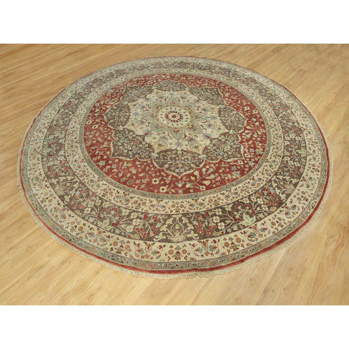 11'8" x 11'8" New Hand Knotted Red Cotton Round Oriental Rug - MOA10290662