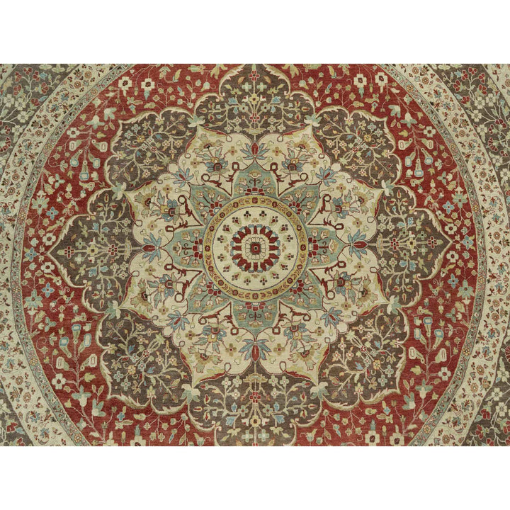 11'8" x 11'8" New Hand Knotted Red Cotton Round Oriental Rug - MOA10290662