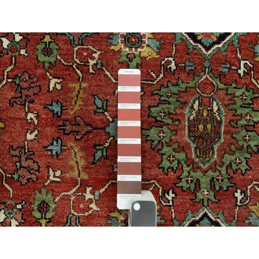 4'1" x 12'0" New Hand Knotted Red Wool Runner Oriental Rug - MOA10290663