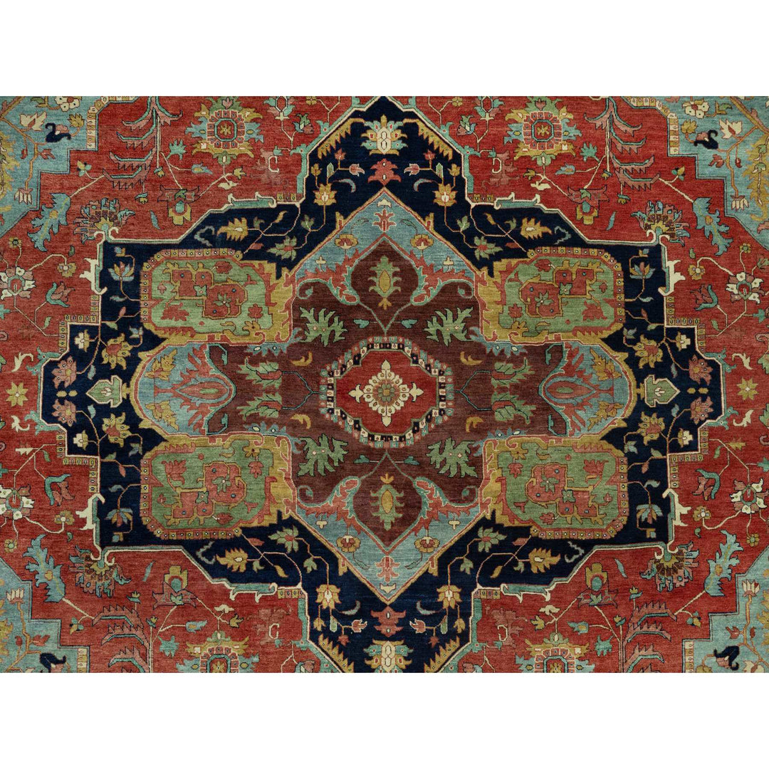 12'0" x 15'1" New Hand Knotted Red Wool Rectangle Oriental Rug - MOA10290665