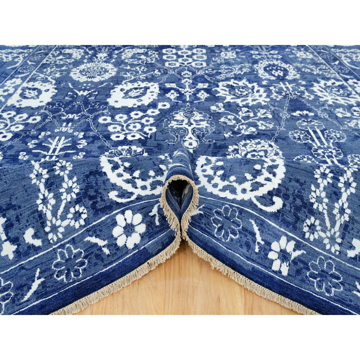 10'0" x 10'0" New Hand Knotted Blue Cotton Square Oriental Rug - MOA10290669