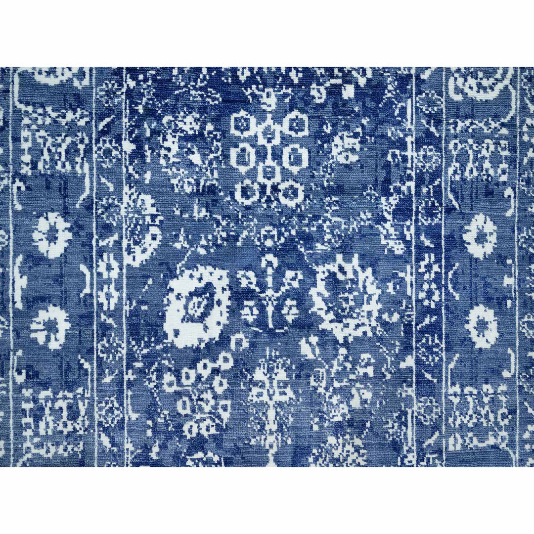 3'2" x 5'0" New Hand Knotted Blue Wool & Silk Rectangle Oriental Rug - MOA10290671