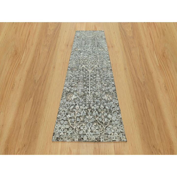 2'4" x 8'0" New Hand Knotted Grey Cotton Runner Oriental Rug - MOA10290682