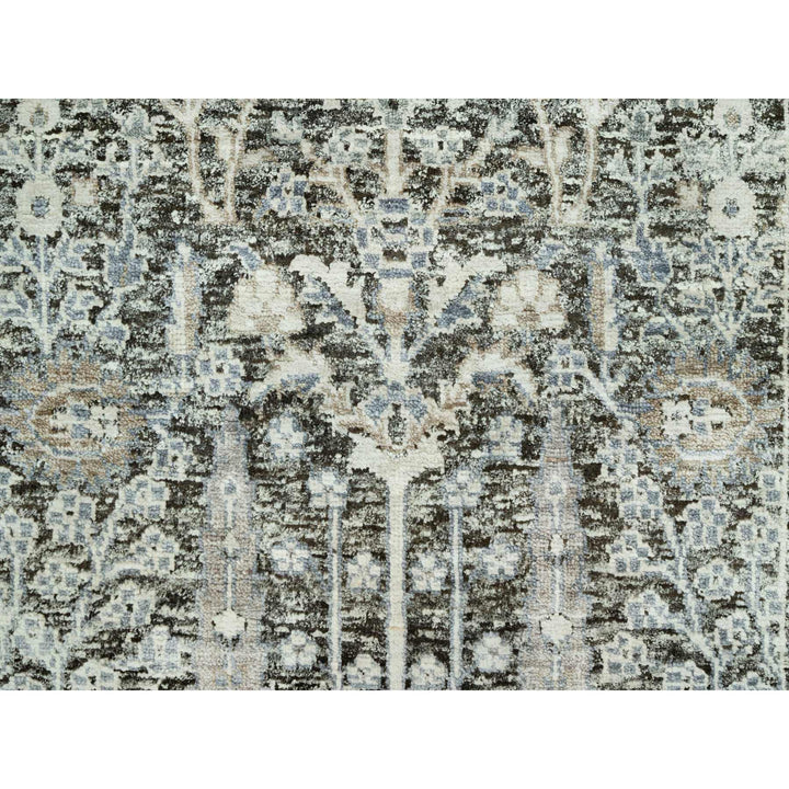 2'4" x 8'1" New Hand Knotted Grey Wool & Silk Runner Oriental Rug - MOA10290684