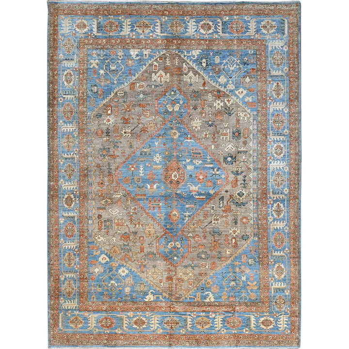9'2" x 12'3" New Hand Knotted Brown Wool Rectangle Oriental Rug - MOA102906
