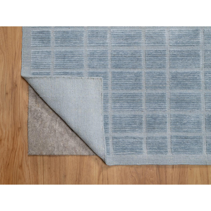 8'2" x 9'10" New Hand Loomed Blue Wool Rectangle Oriental Rug - MOA10290705