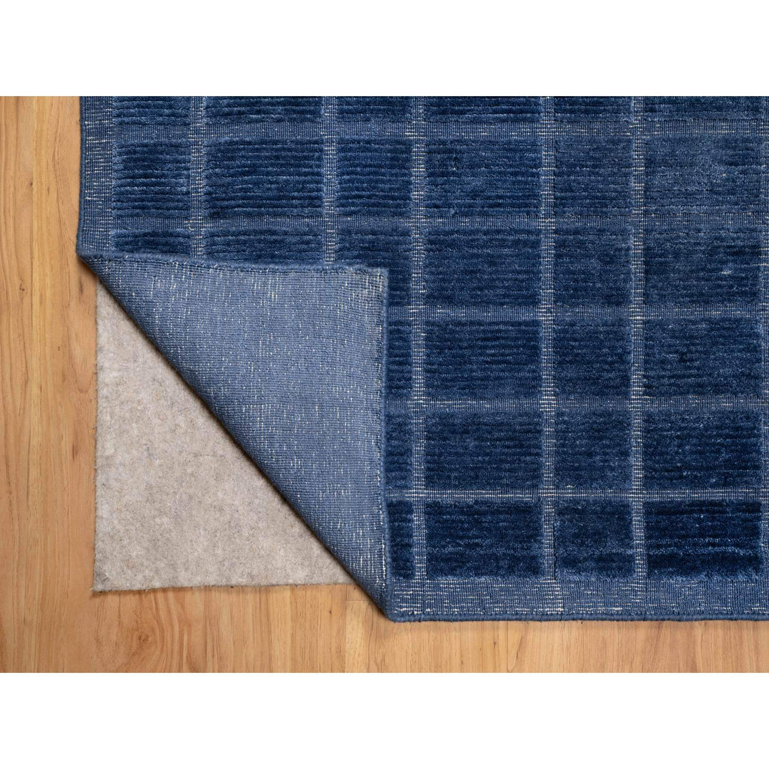 8'2" x 10'0" New Hand Loomed Blue Wool Rectangle Oriental Rug - MOA10290706