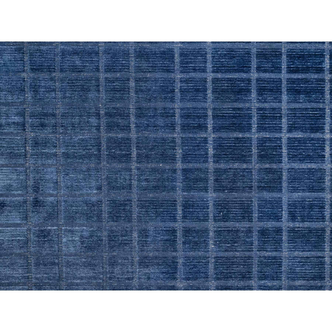 8'2" x 10'0" New Hand Loomed Blue Wool Rectangle Oriental Rug - MOA10290706