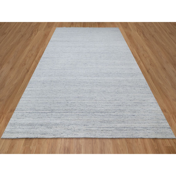 9'1" x 11'10" New Hand Loomed Grey Wool Rectangle Oriental Rug - MOA10290709