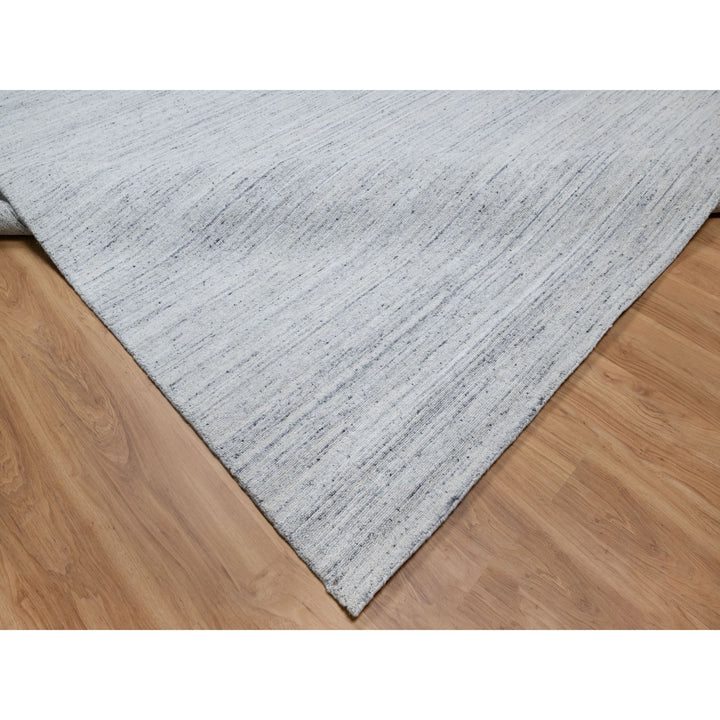 9'1" x 11'10" New Hand Loomed Grey Wool Rectangle Oriental Rug - MOA10290709