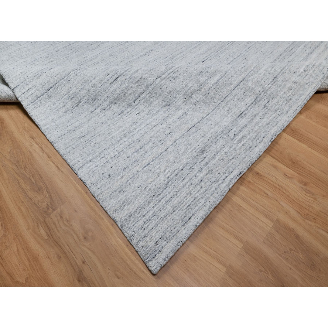 8'0" x 10'0" New Hand Loomed Grey Wool Rectangle Oriental Rug - MOA10290711