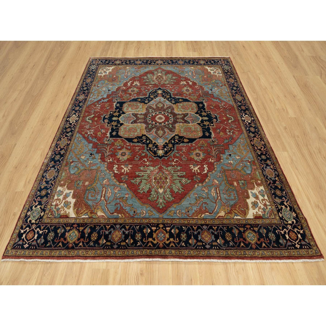 8'1" x 8'1" New Hand Knotted Red Wool Square Oriental Rug - MOA10290731