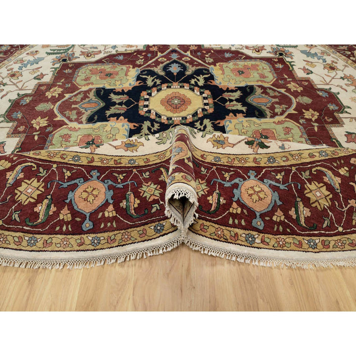 12'0" x 12'0" New Hand Knotted Ivory Cotton Round Oriental Rug - MOA10290739