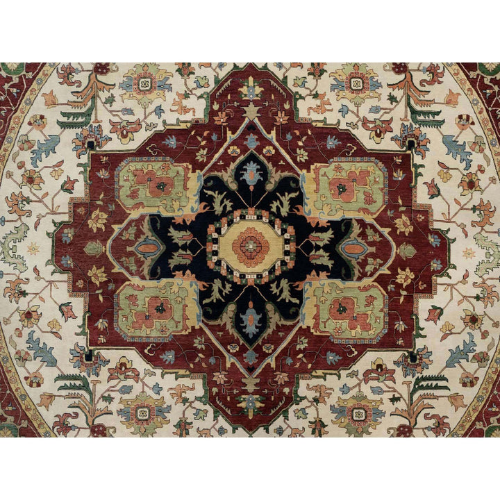 12'0" x 12'0" New Hand Knotted Ivory Cotton Round Oriental Rug - MOA10290739