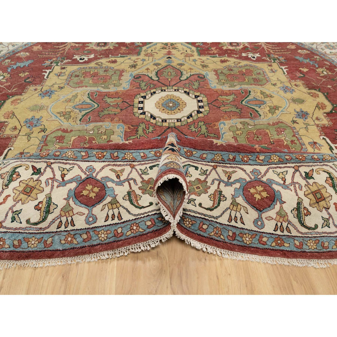 12'0" x 12'0" New Hand Knotted Red Wool Round Oriental Rug - MOA10290740