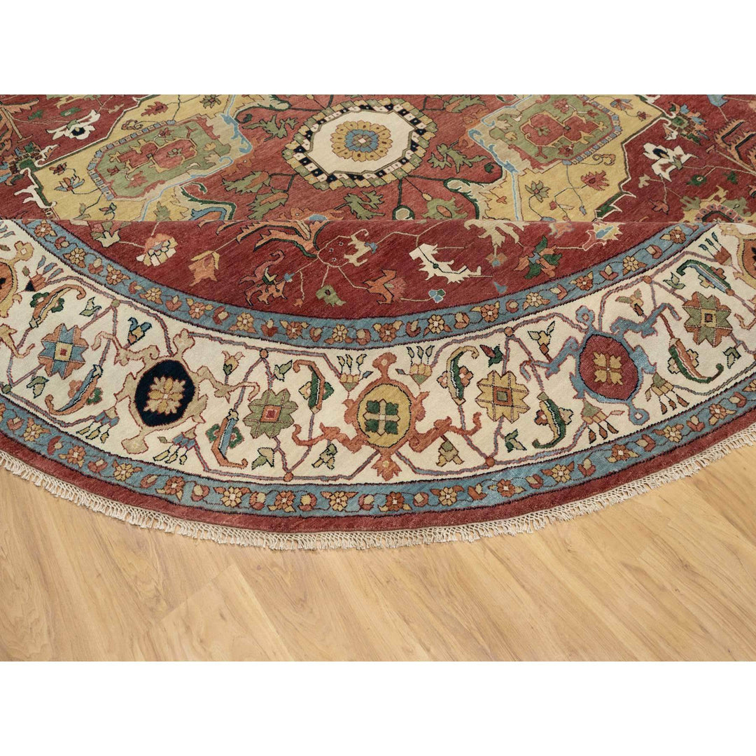 12'0" x 12'0" New Hand Knotted Red Wool Round Oriental Rug - MOA10290740