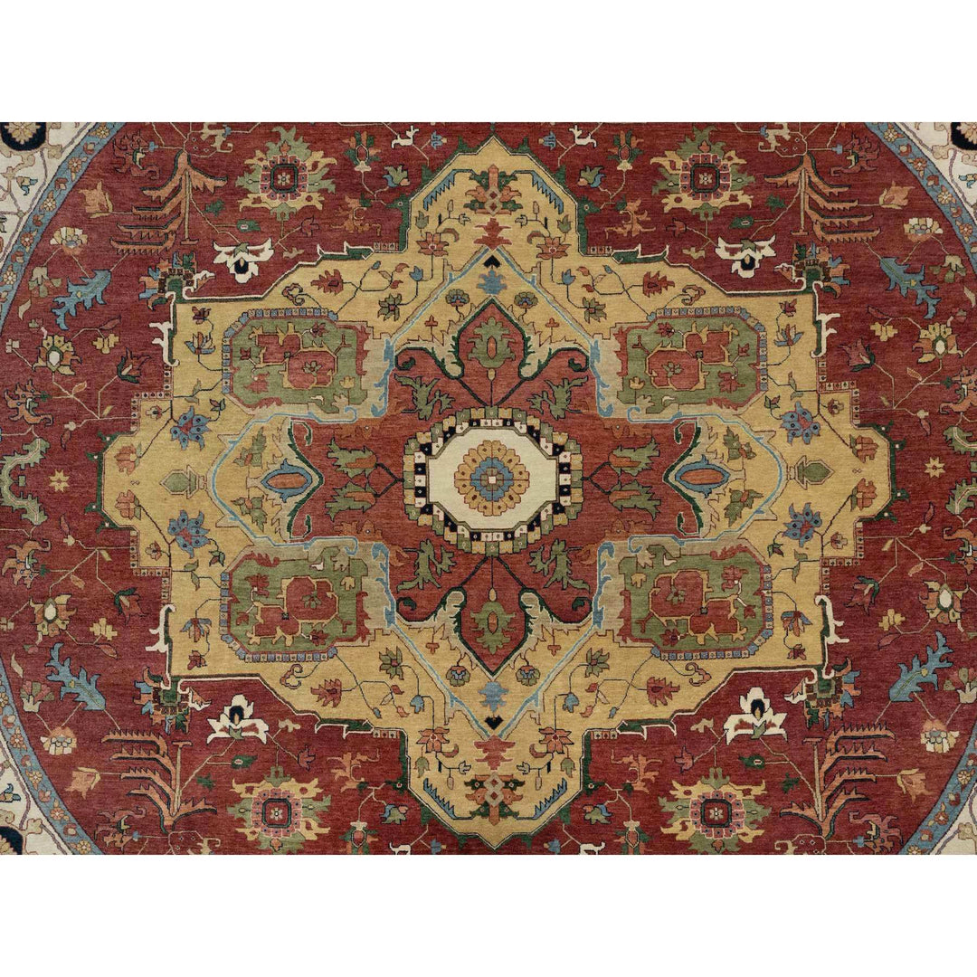 12'0" x 12'0" New Hand Knotted Red Wool Round Oriental Rug - MOA10290740