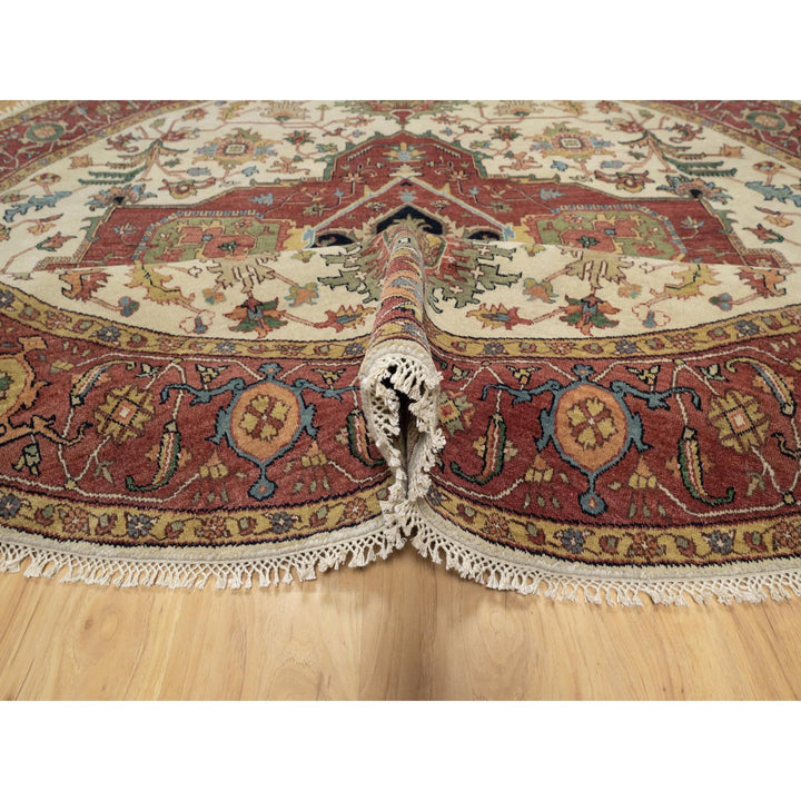 8'0" x 8'0" New Hand Knotted Ivory Cotton Round Oriental Rug - MOA10290741