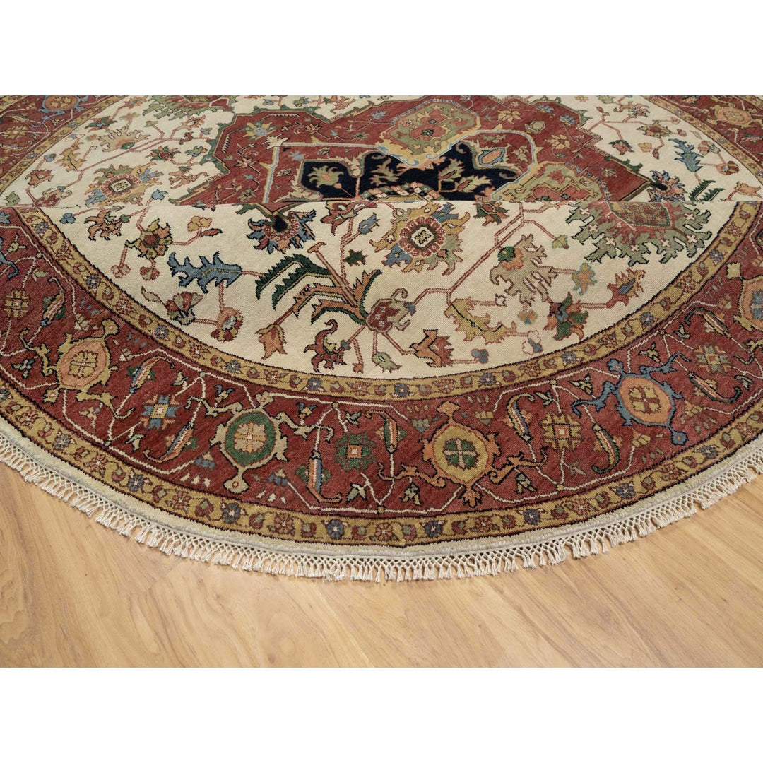 8'0" x 8'0" New Hand Knotted Ivory Cotton Round Oriental Rug - MOA10290741