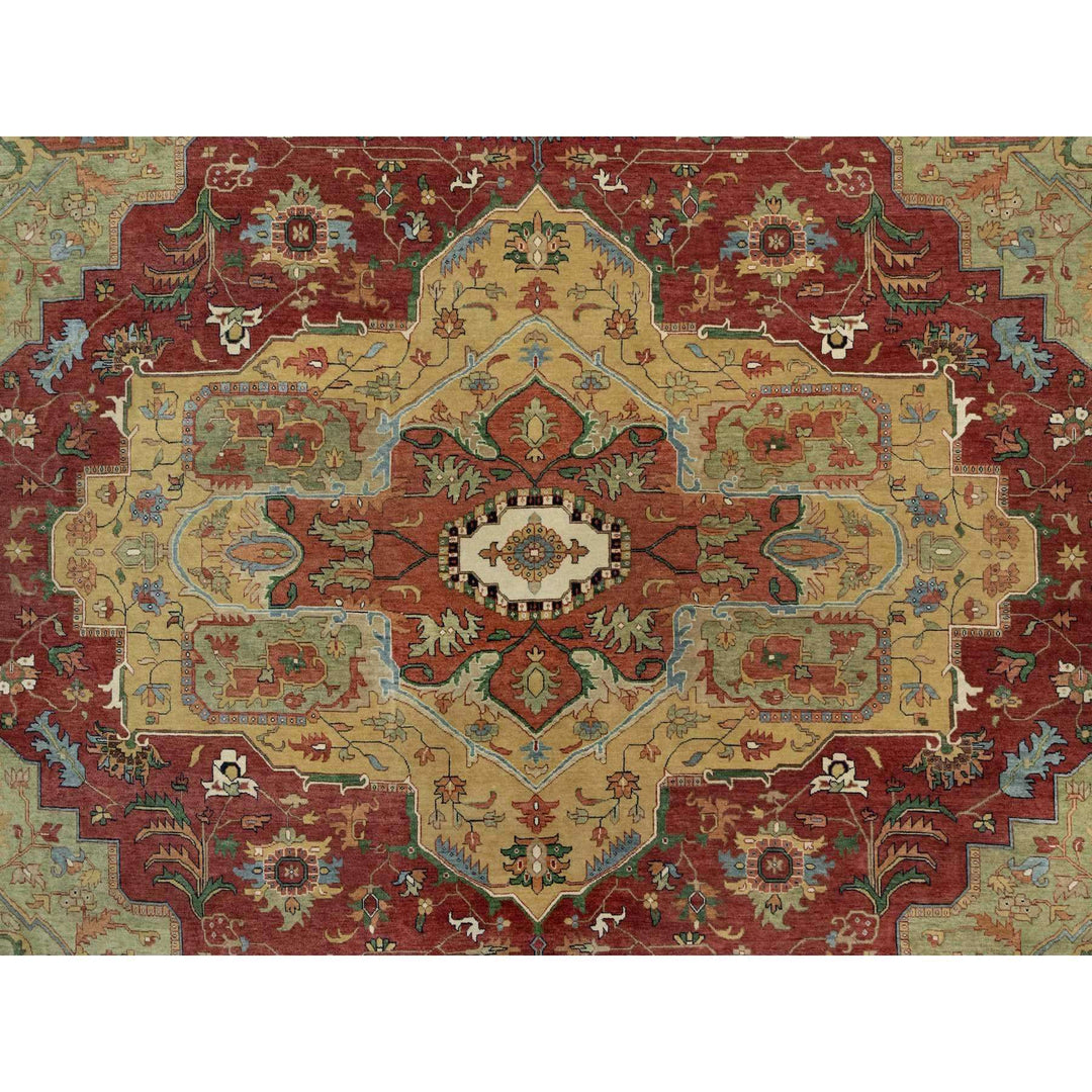 14'1" x 14'1" New Hand Knotted Red Cotton Square Oriental Rug - MOA10290743