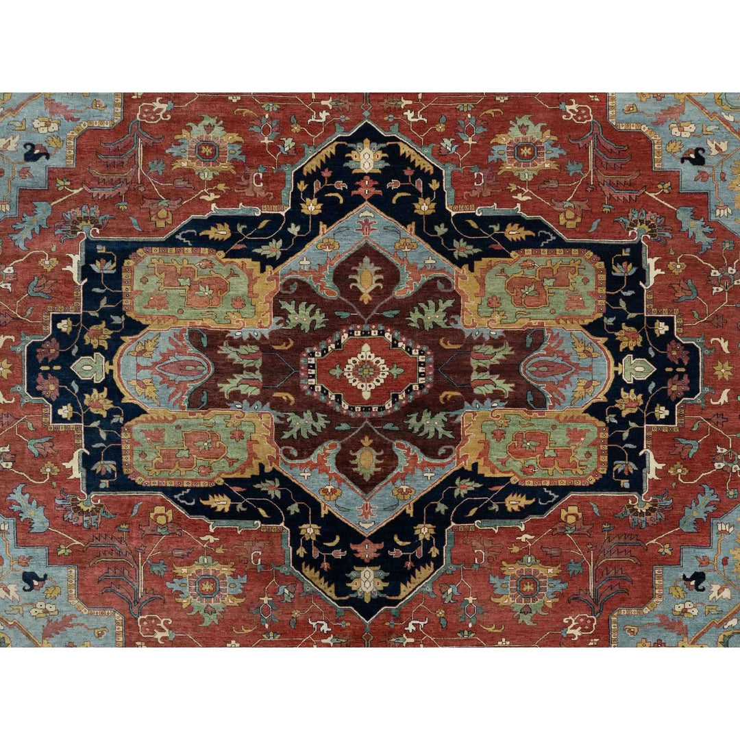 13'9" x 16'2" New Hand Knotted Red Wool Rectangle Oriental Rug - MOA10290744