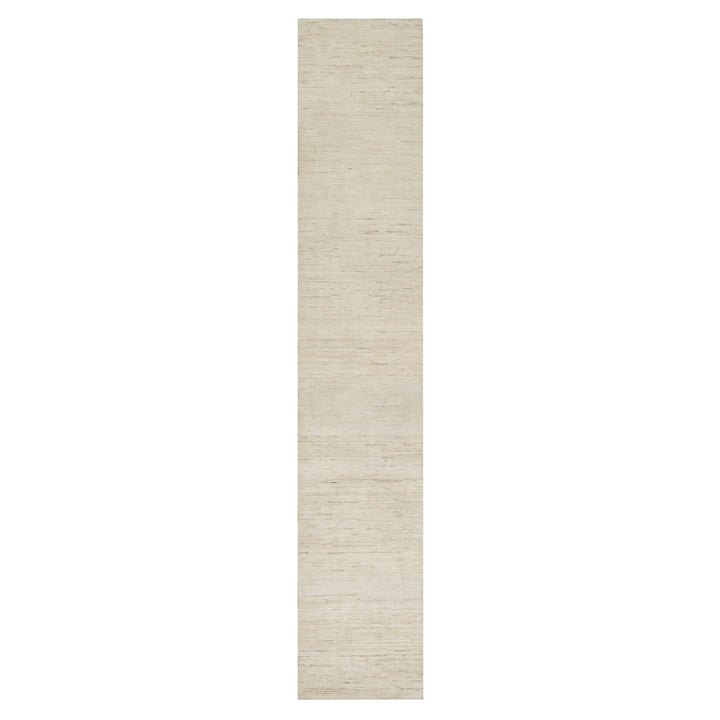 2'6" x 13'9" New Hand Knotted Ivory Wool Runner Oriental Rug - MOA10290762