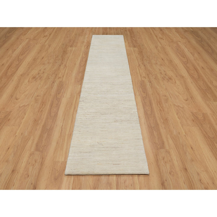 2'6" x 11'10" New Hand Knotted Ivory Wool Runner Oriental Rug - MOA10290763