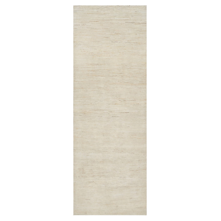 4'0" x 12'1" New Hand Knotted Ivory Wool Runner Oriental Rug - MOA10290777