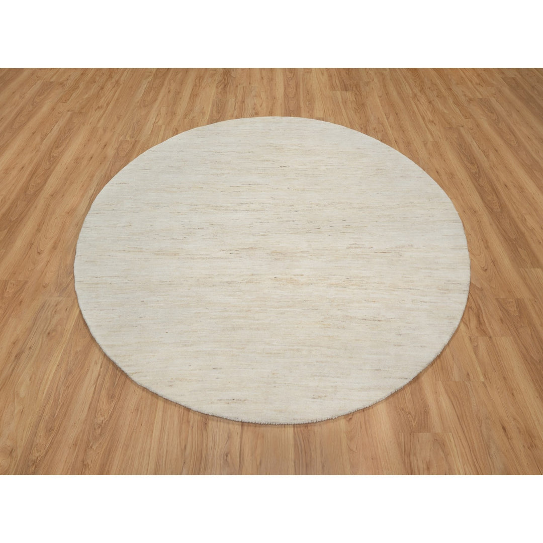 7'0" x 7'0" New Hand Knotted Ivory Cotton Round Oriental Rug - MOA10290778