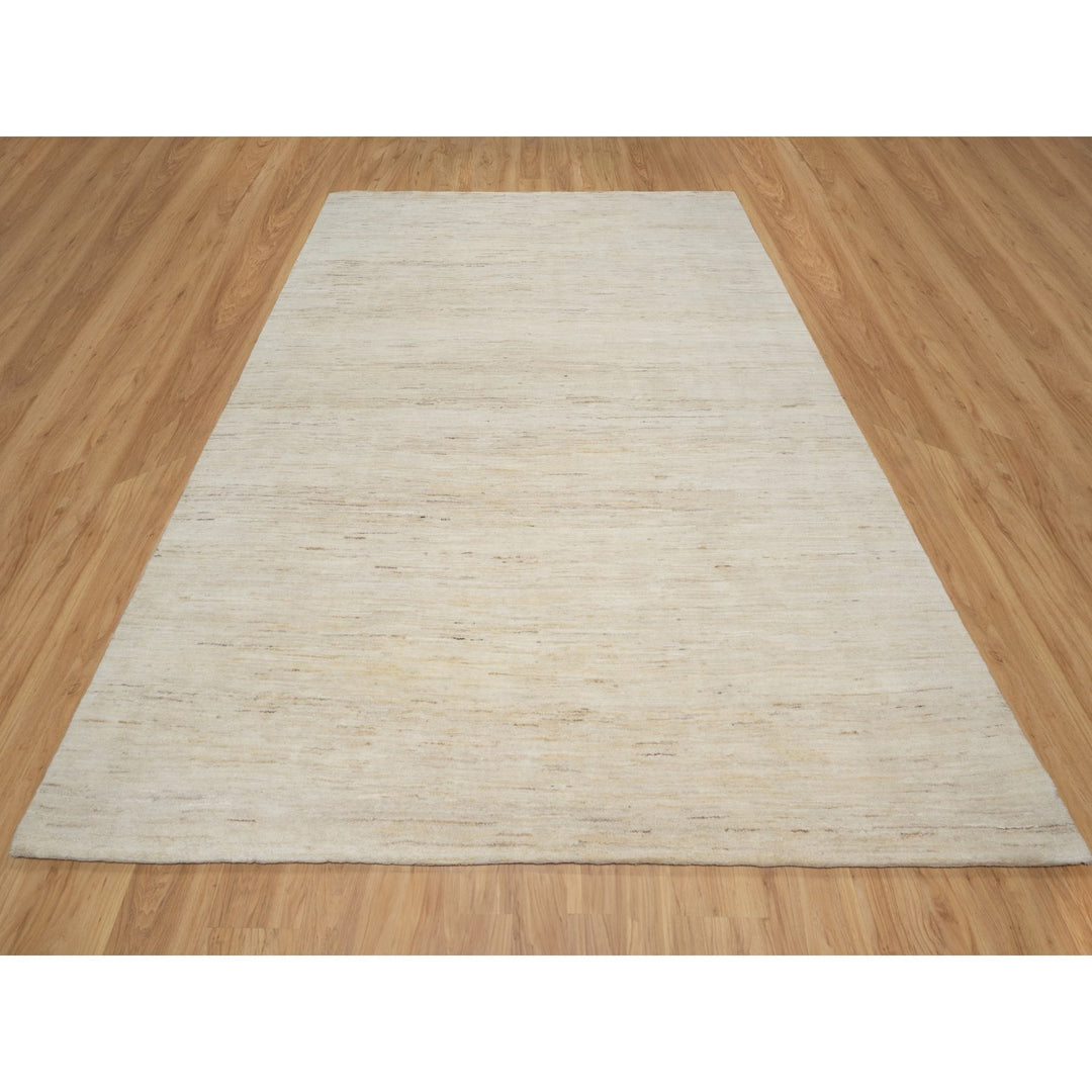 7'9" x 10'4" New Hand Knotted Ivory Wool Rectangle Oriental Rug - MOA10290780