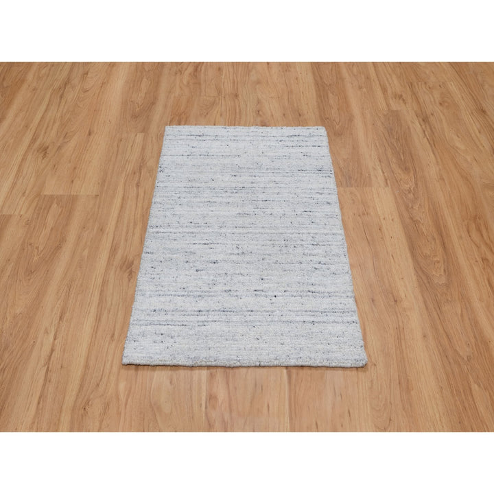 2'0" x 3'0" New Hand Loomed Grey Wool Rectangle Oriental Rug - MOA10290786