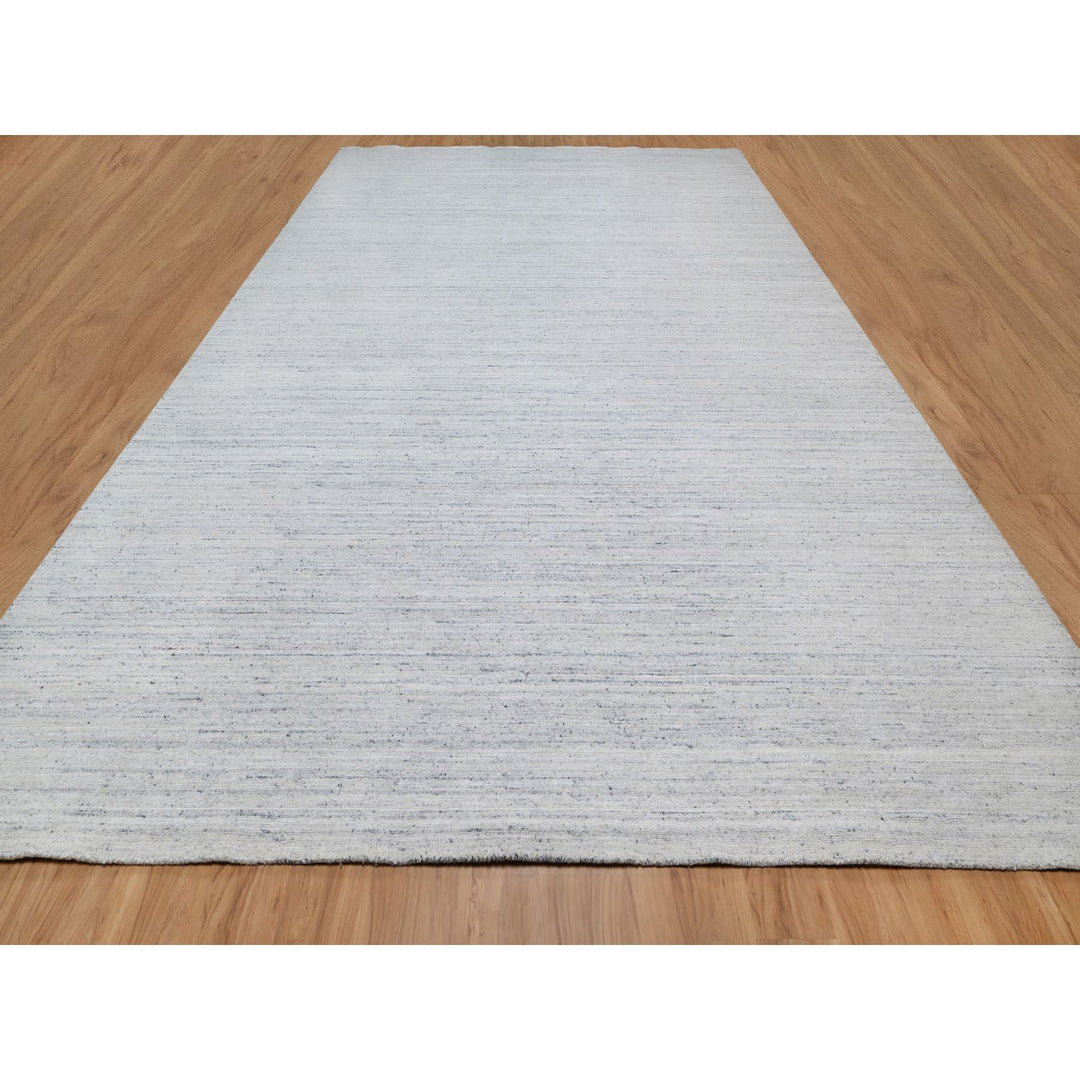 12'0" x 14'10" New Hand Loomed Grey Wool Rectangle Oriental Rug - MOA10290788