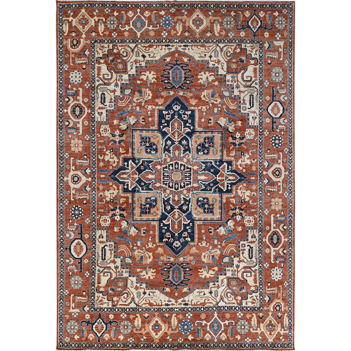 9'9" x 13'10" New Hand Knotted Red Wool Rectangle Oriental Rug - MOA102907